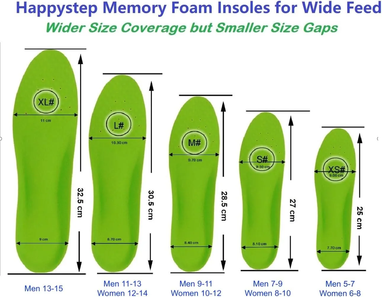 1 Pair Wide Fit Insoles Plantar Fasciitis Orthotics PU Memory Foam Comfort Shoe Inserts for Men and Women, Cushioned Arch Support, Shock Absorption and Foot Pain Relief (US Men Size 13-15)