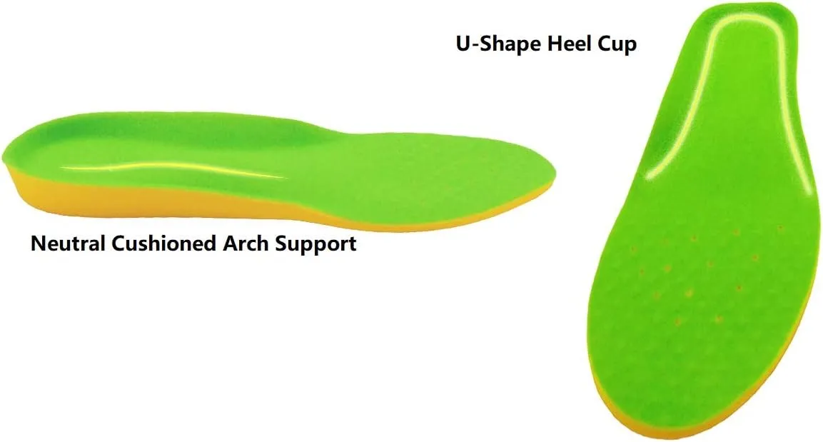 1 Pair Wide Fit Insoles Plantar Fasciitis Orthotics PU Memory Foam Comfort Shoe Inserts for Men and Women, Cushioned Arch Support, Shock Absorption and Foot Pain Relief (US Men Size 13-15)
