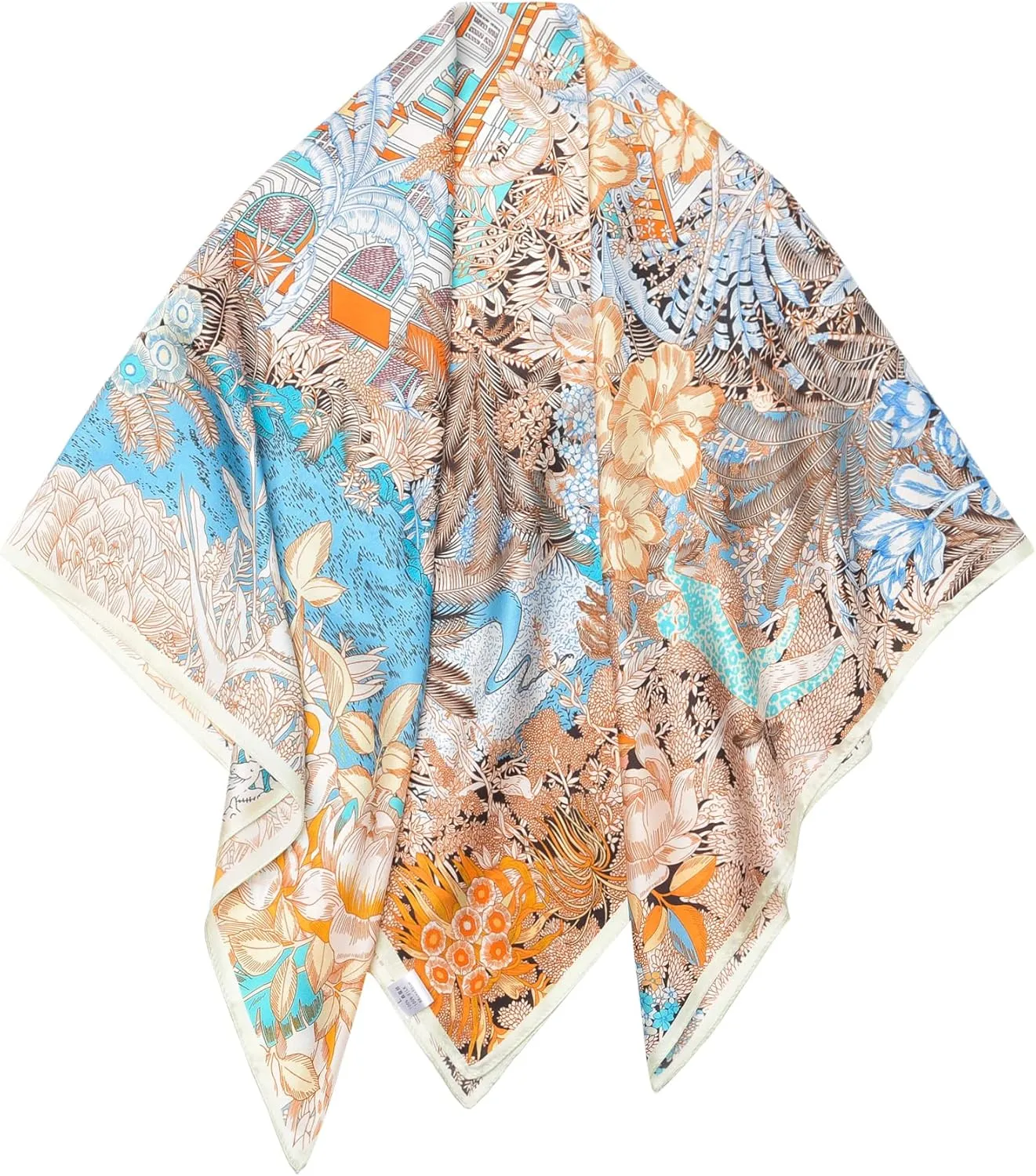 100% Pure Mulberry Silk Scarf 35" Large Square Lightweight Headscarf Womens Hair Wraps The shawl-With Gift Packed