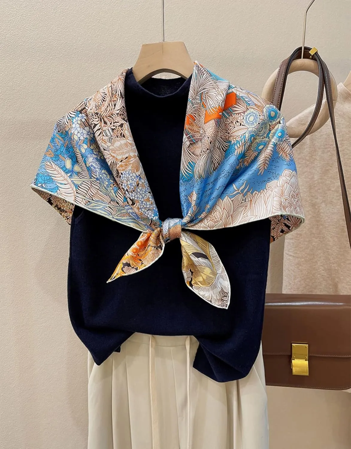 100% Pure Mulberry Silk Scarf 35" Large Square Lightweight Headscarf Womens Hair Wraps The shawl-With Gift Packed