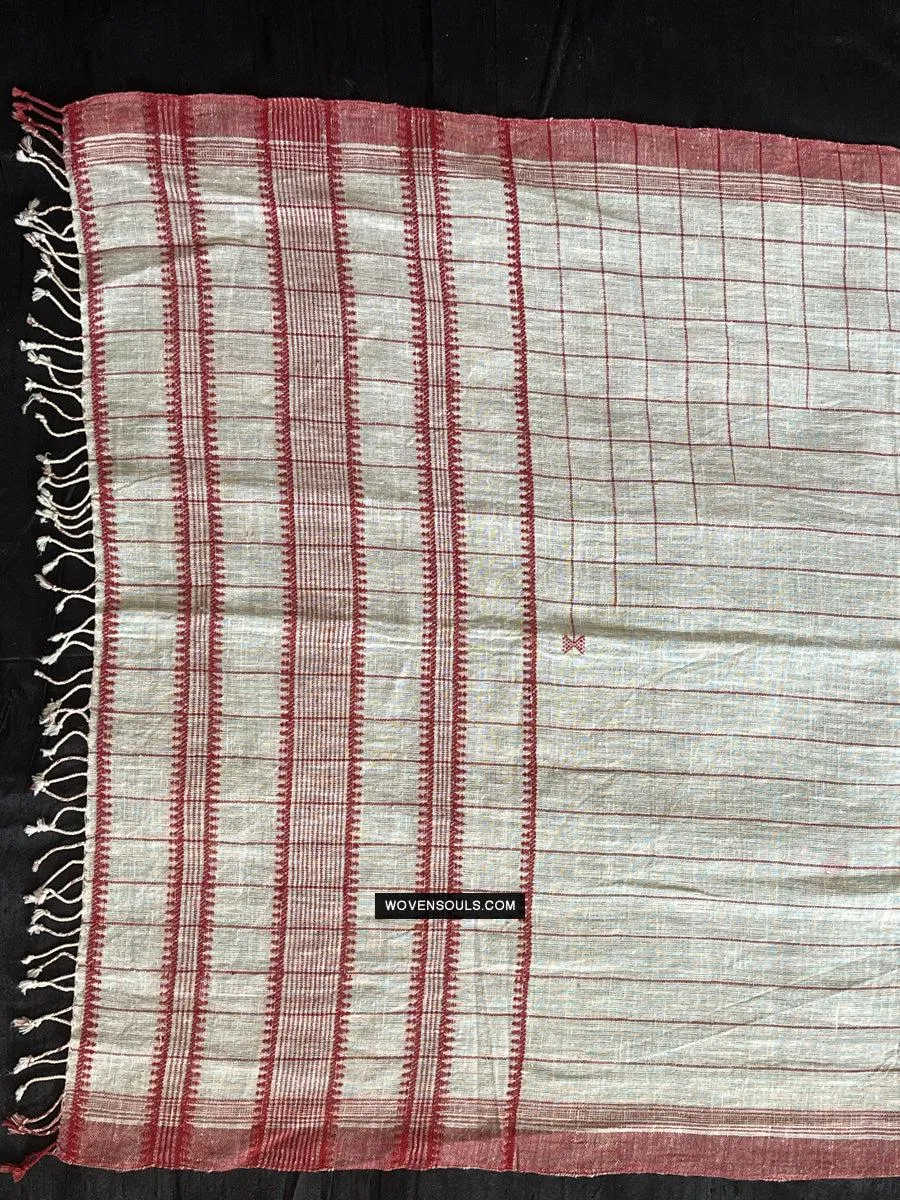 1707 White Handloom Cotton Scarf