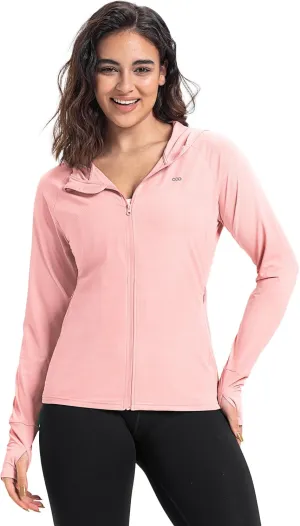 33,000ft Women's UPF 50  Sun Protection Jacket Lightweight Hoodie Zip Long Sleeve Athletic Shirt for Hiking Running