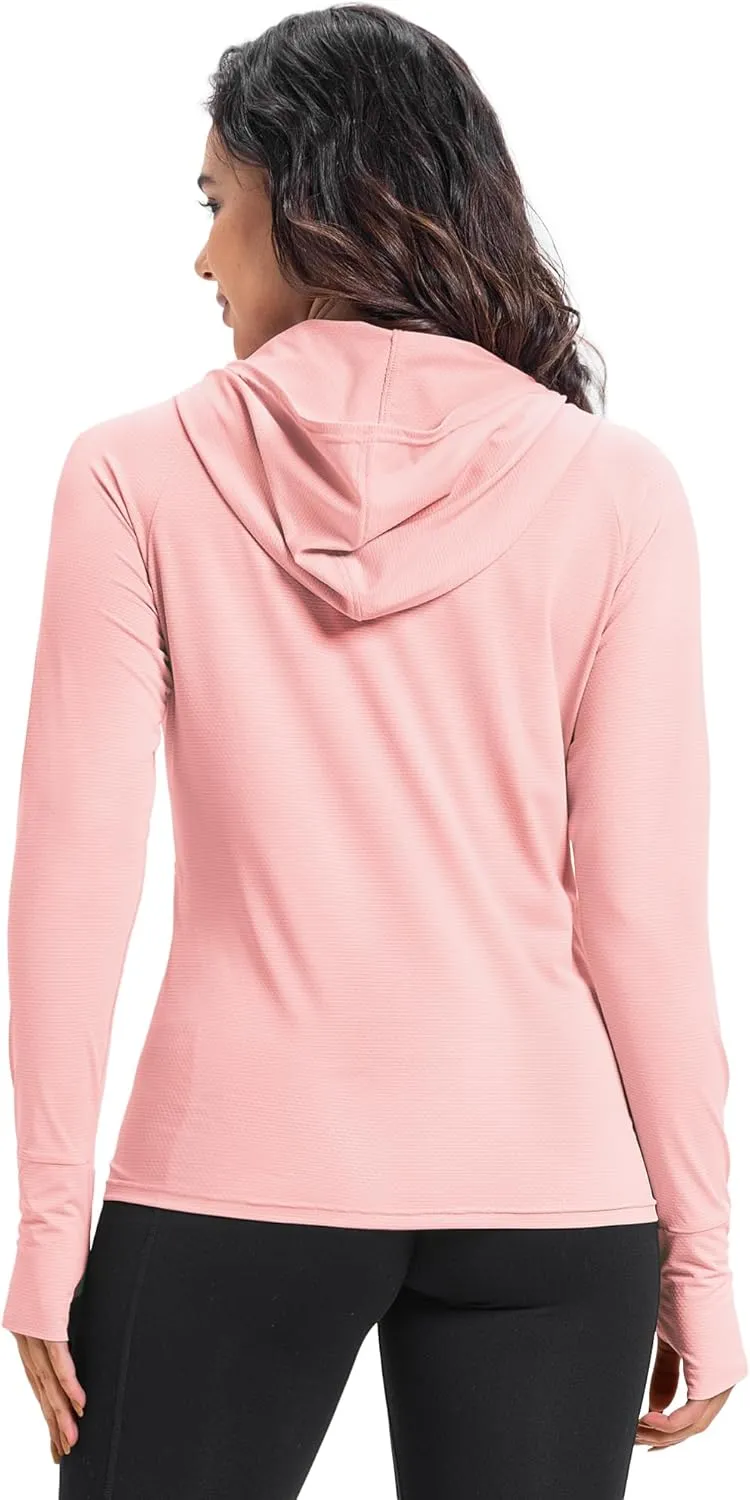 33,000ft Women's UPF 50  Sun Protection Jacket Lightweight Hoodie Zip Long Sleeve Athletic Shirt for Hiking Running