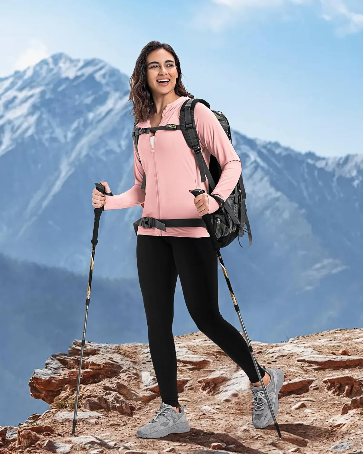 33,000ft Women's UPF 50  Sun Protection Jacket Lightweight Hoodie Zip Long Sleeve Athletic Shirt for Hiking Running