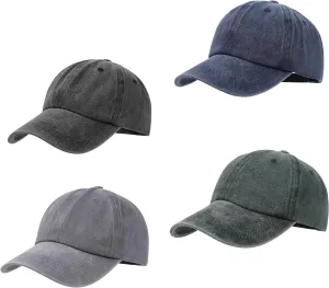 4 Pcs Washed Plain Baseball Cap, Twill Adjustable Unisex Cotton Baseball Cap Vintage Dad Hat Men/Women/Teenagers