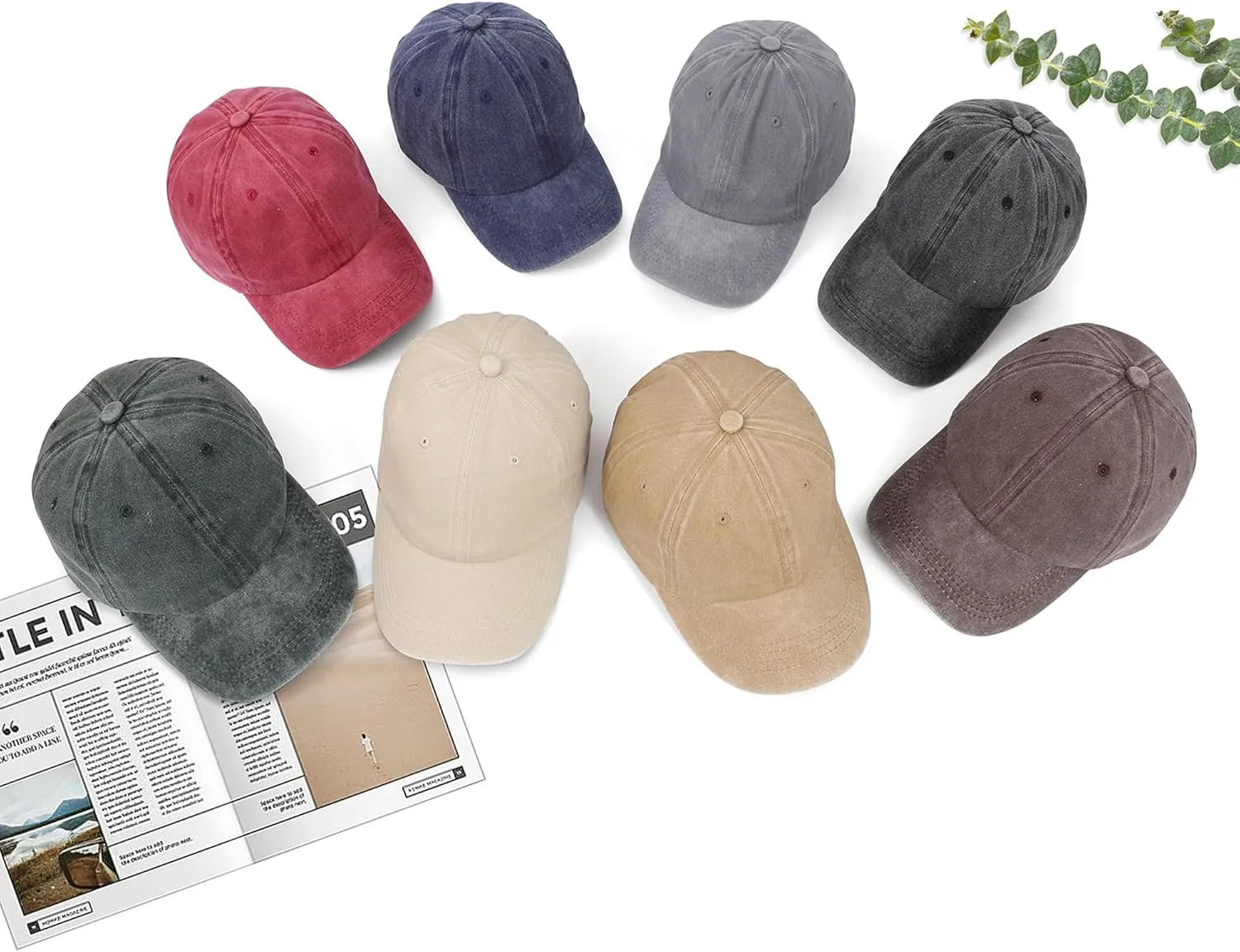 4 Pcs Washed Plain Baseball Cap, Twill Adjustable Unisex Cotton Baseball Cap Vintage Dad Hat Men/Women/Teenagers