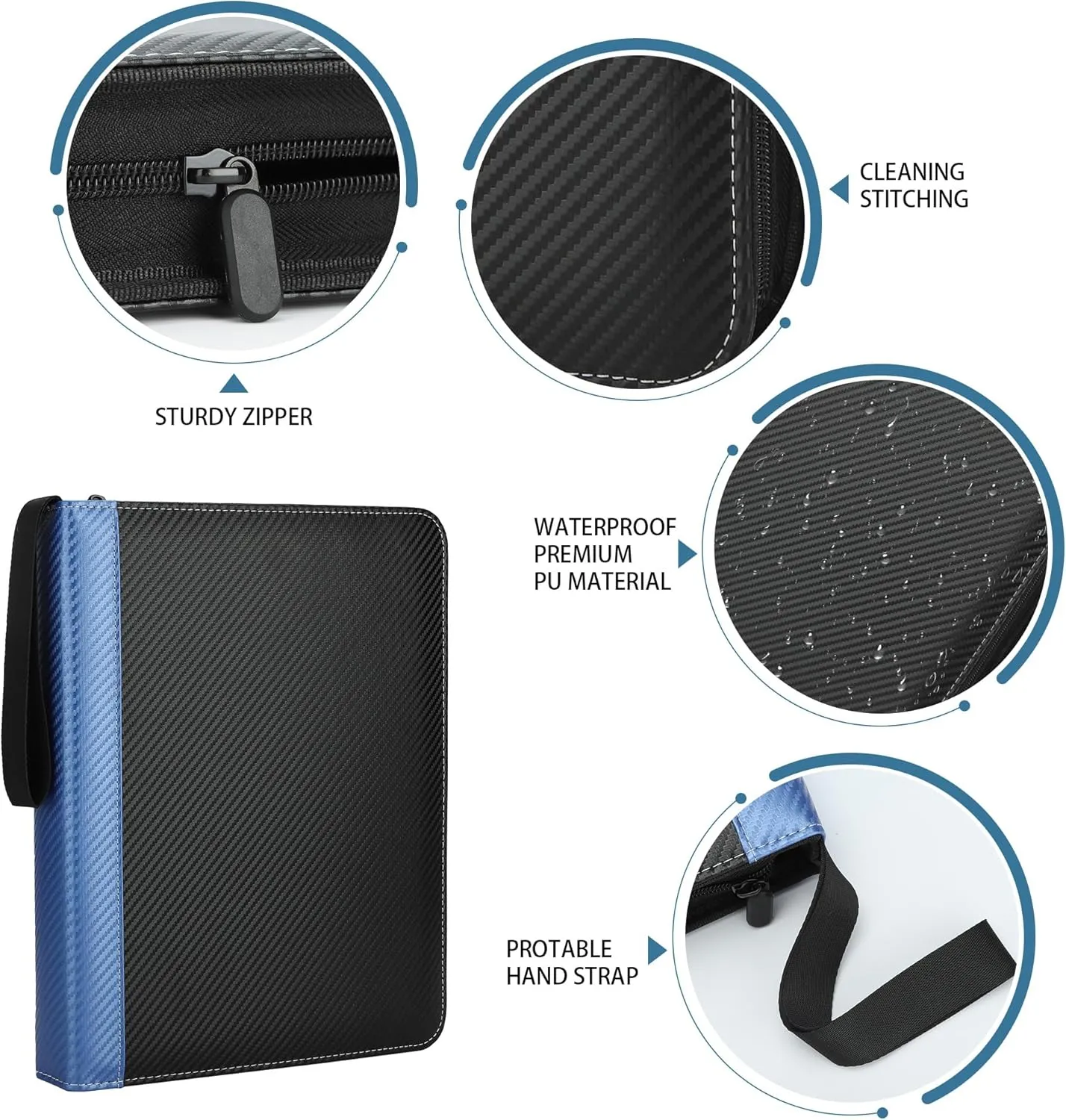 9 Pockets Trading Card Binder with Sleeves Card Organizer, 900 Double Sided Pocket PU Card Collection Binder, Baseball Binder,for Sports Card, MTG, TCG Yugioh Card (Blue)