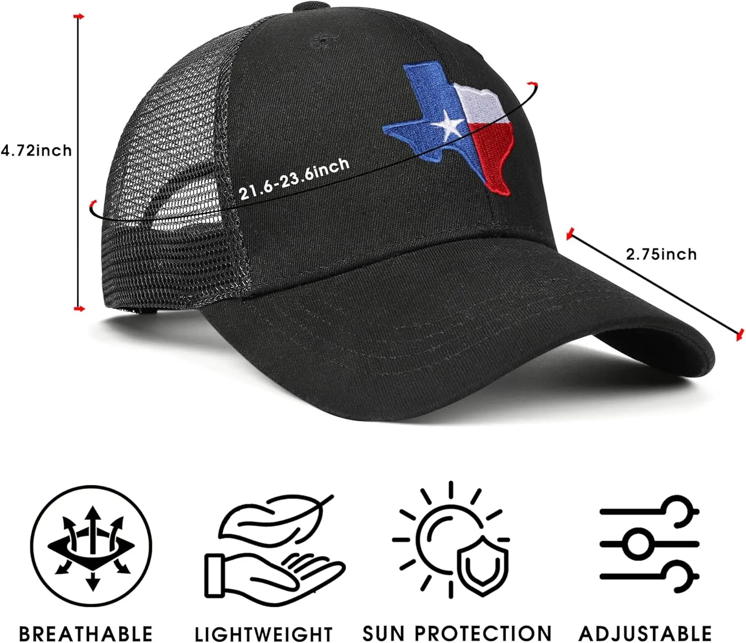 Adjustable State Flag Trucker Hat Mesh Baseball Cap with Embroidered Patch for Men Women