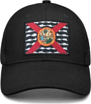 Adjustable State Flag Trucker Hat Mesh Baseball Cap with Embroidered Patch for Men Women