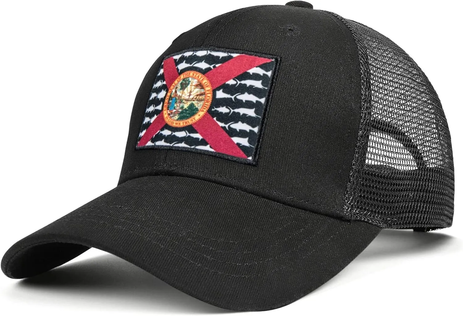 Adjustable State Flag Trucker Hat Mesh Baseball Cap with Embroidered Patch for Men Women