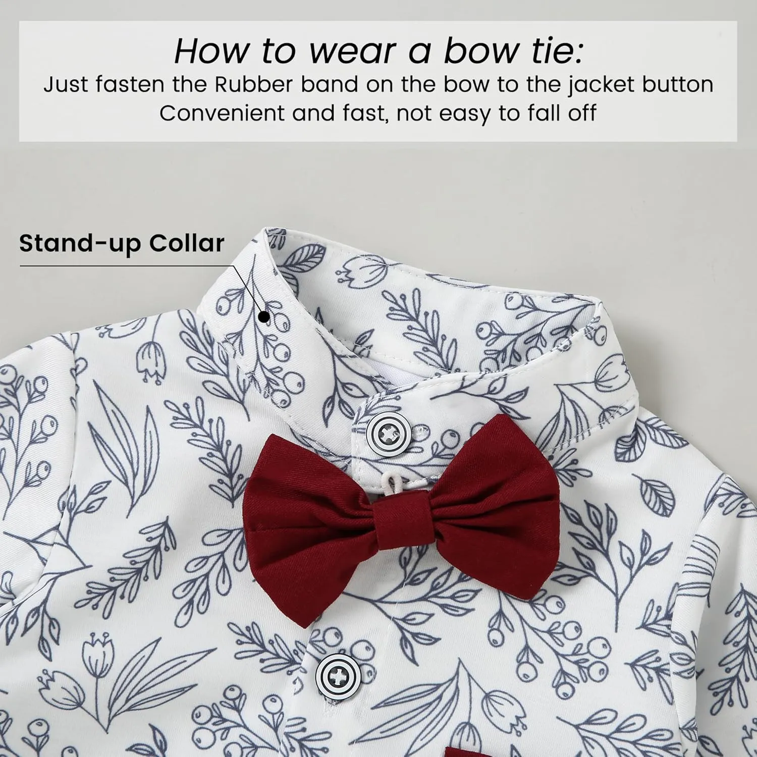 Baby Boy Clothes Suits 0-24M Infant Gentleman Outfit Long Sleeve Dress Shirt Suspender Pants Bowtie Beret Wedding Set