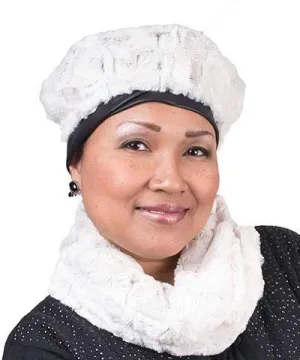 Beret, Reversible -  Luxury Faux Fur in Winters Frost (SOLD OUT)