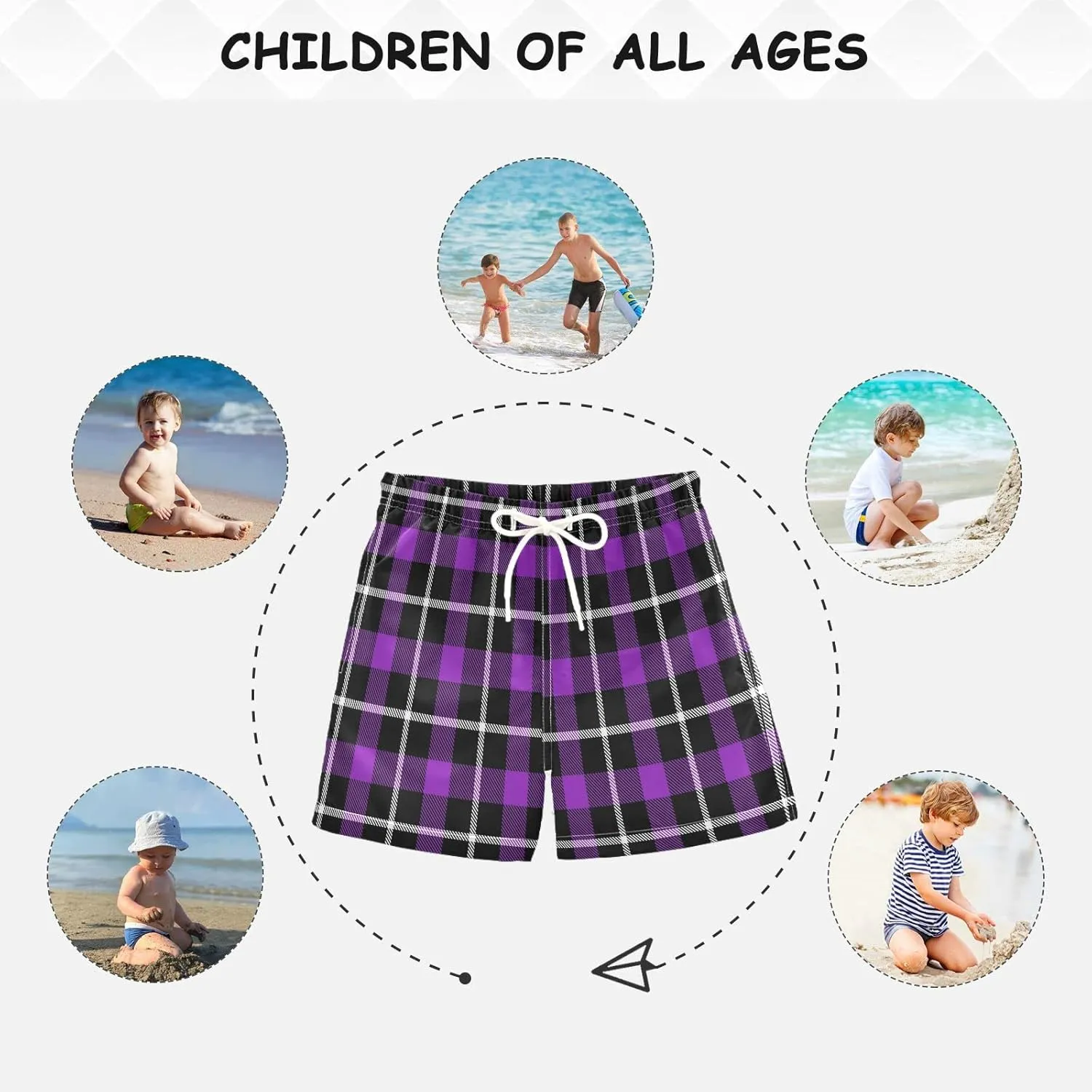 Boccsty Blue Ice Cream Drip Boys Swim Trunks Baby Kids Swimwear Summer Toddler Beach Board Shorts 2T-XL