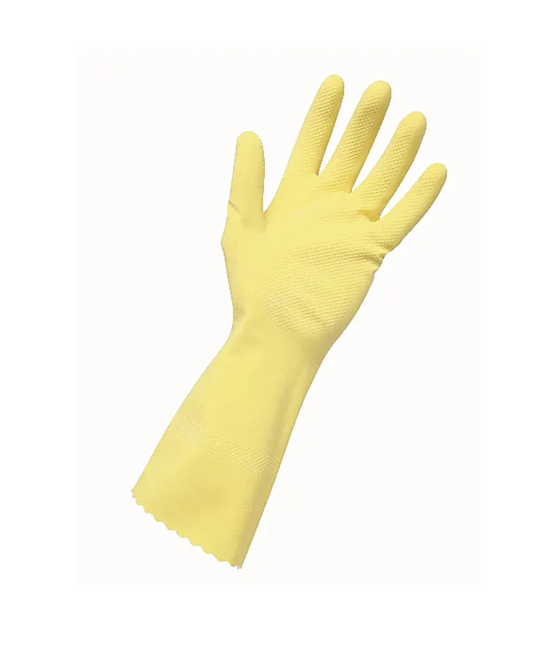 Edco Merrishine Flock Rubber Yellow Gloves - 12 Pairs
