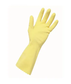 Edco Merrishine Flock Rubber Yellow Gloves - 12 Pairs