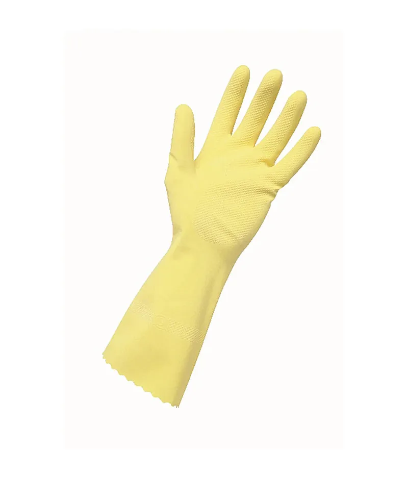 Edco Merrishine Flock Rubber Yellow Gloves - 12 Pairs