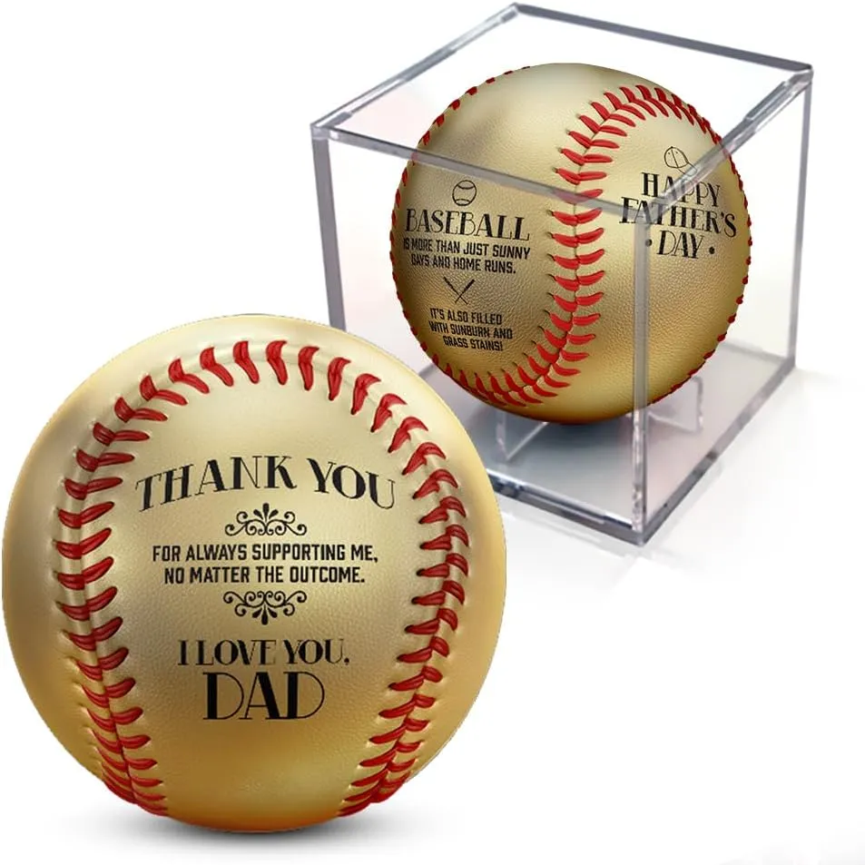 Father's Day Baseball with Display Cube! | Choose from Custom with Pictures or Non-Custom | Best Personalized Photo Baseball | Worlds Best, 1 Dad, Husband, Grandpa or First