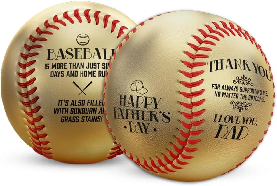 Father's Day Baseball with Display Cube! | Choose from Custom with Pictures or Non-Custom | Best Personalized Photo Baseball | Worlds Best, 1 Dad, Husband, Grandpa or First