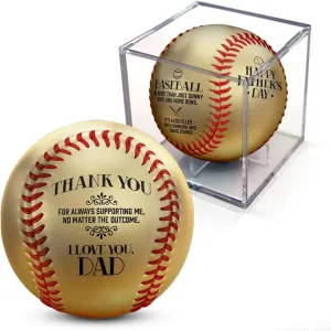 Father's Day Baseball with Display Cube! | Choose from Custom with Pictures or Non-Custom | Best Personalized Photo Baseball | Worlds Best, 1 Dad, Husband, Grandpa or First