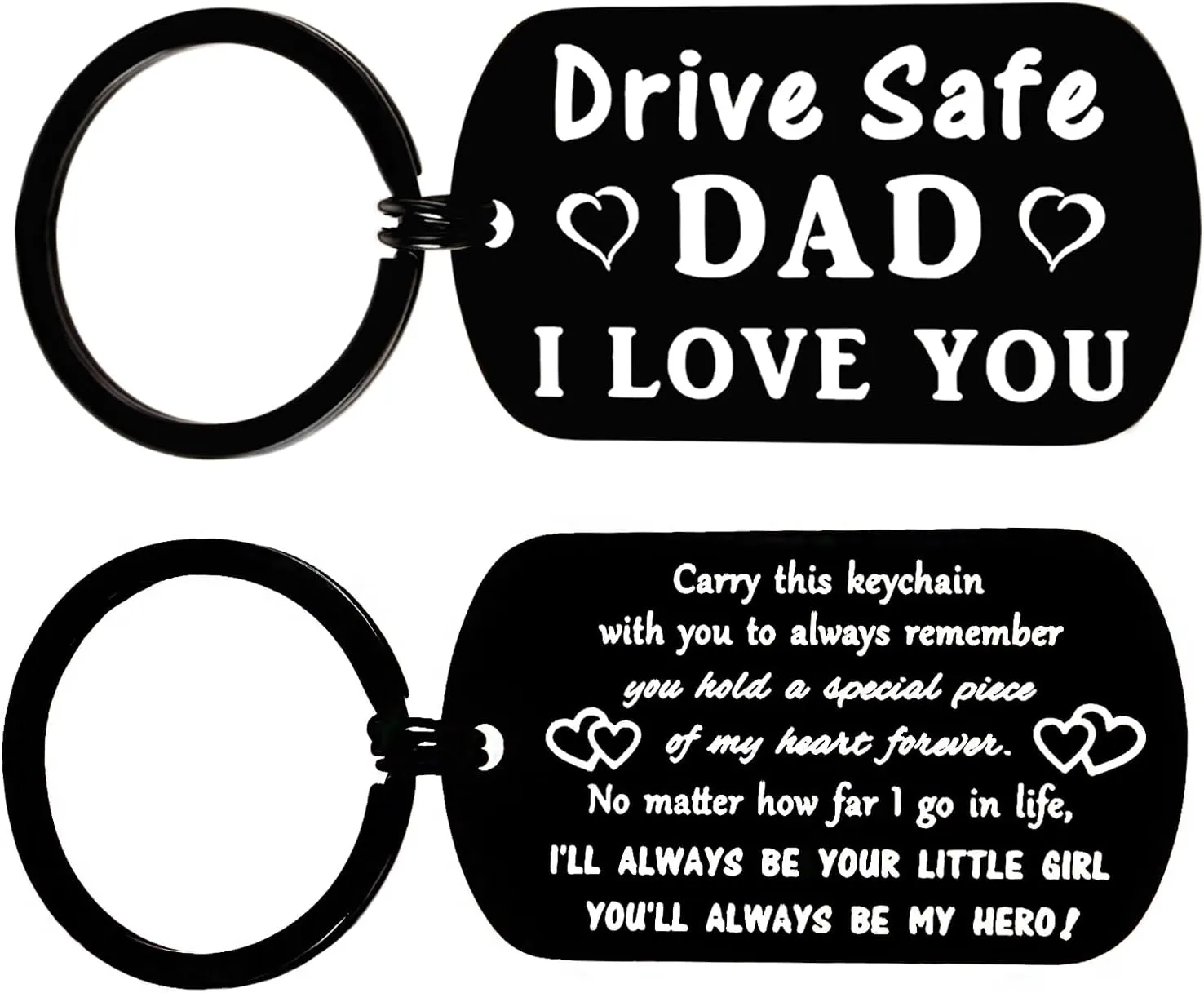 Father's Day Gifts for Dad from Daughter, Drive Safe Keychain Gifts Ideal for Dad Birthday Christmas Valentine's Day