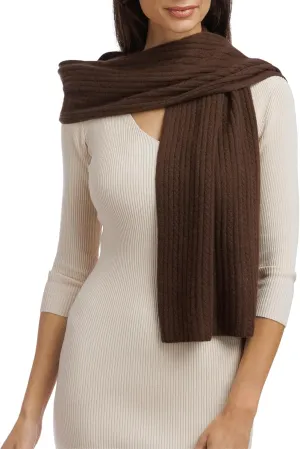 Fishers Finery Women's Cozy Cashmere Cable Knitted Winter Scarf | Black Label Box