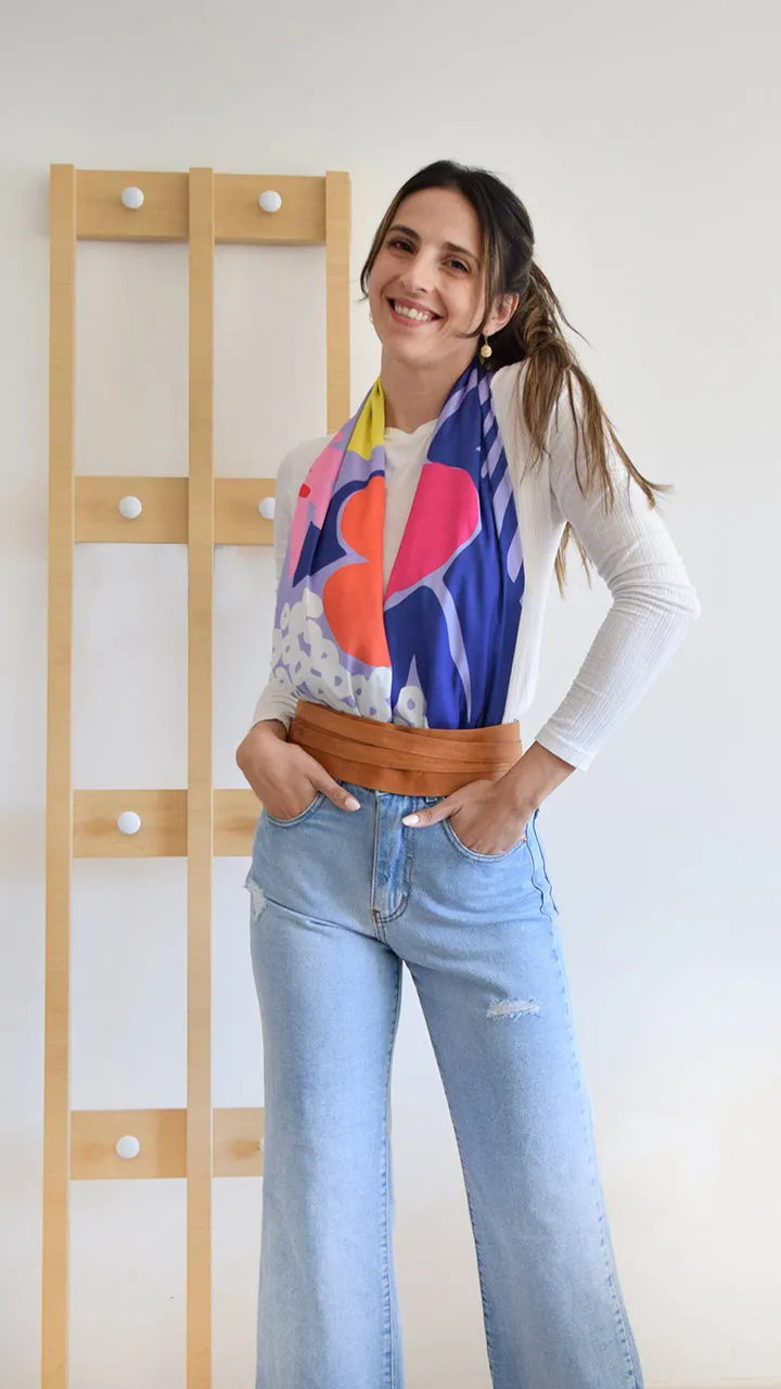 Floral Satin Mendoza Scarf