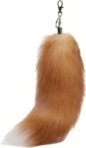 Fluffy Therian fox Tail Keychain - Soft Fur, Realistic Colors, Durable, Perfect for Cosplay, Renaissance Fairs