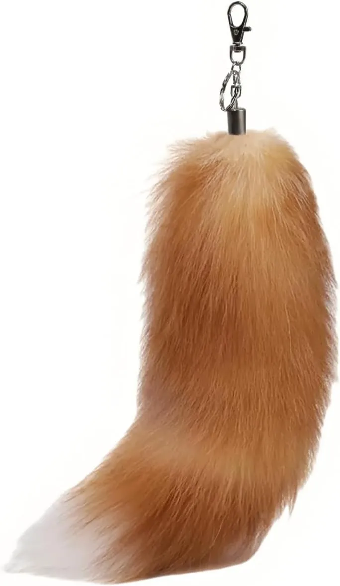 Fluffy Therian fox Tail Keychain - Soft Fur, Realistic Colors, Durable, Perfect for Cosplay, Renaissance Fairs