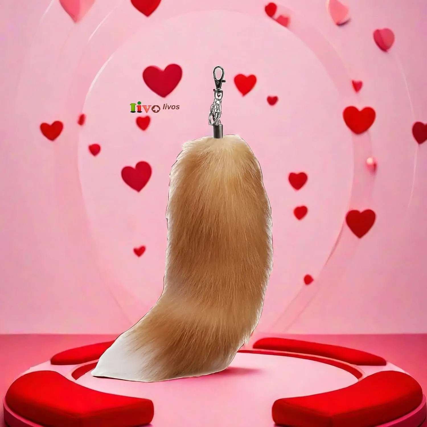 Fluffy Therian fox Tail Keychain - Soft Fur, Realistic Colors, Durable, Perfect for Cosplay, Renaissance Fairs
