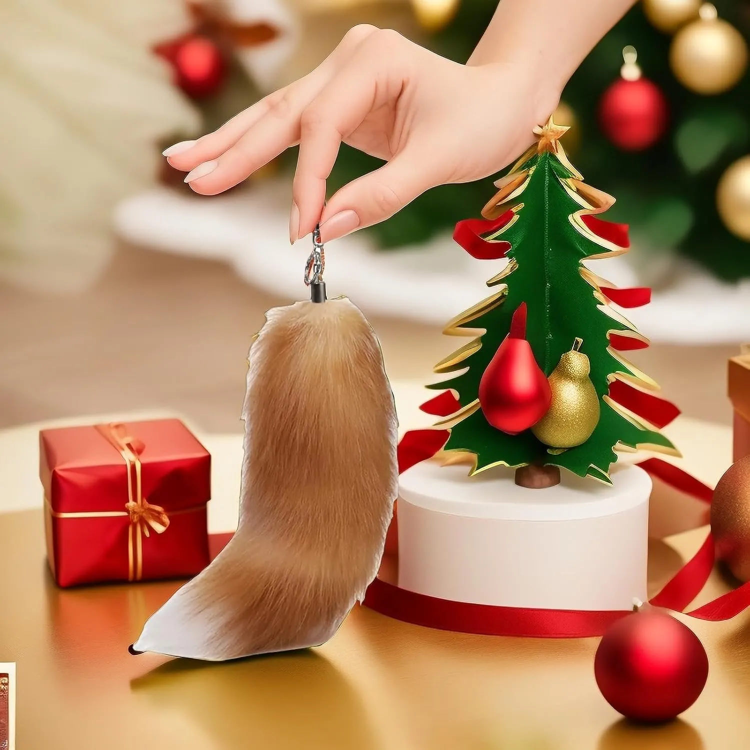 Fluffy Therian fox Tail Keychain - Soft Fur, Realistic Colors, Durable, Perfect for Cosplay, Renaissance Fairs