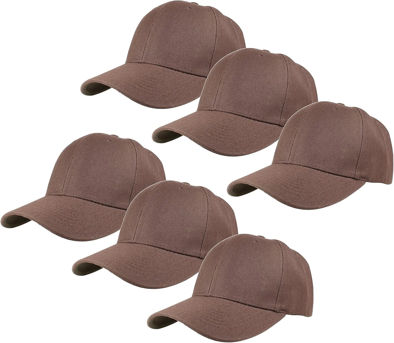 Gelante Plain Blank Baseball Caps Adjustable Back Strap Wholesale Lot 6 Pack