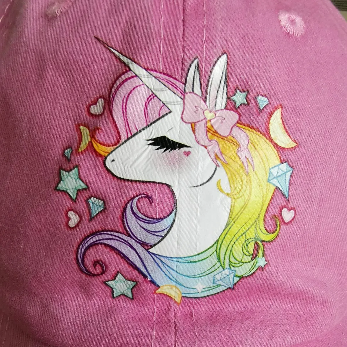 Girls' Adjustable Cute Unicorn Ponytail Cap, High Buns Baseball Dad Hat for 3-12 Years