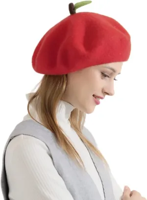 Handmade Wool Beret Hat French Style Needle Felt Flower Beanies Women Winter Autumn Cap