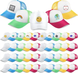 Hercicy 40 Pack Sublimation Blank Trucker Hat Bulk Baseball Cap Adjustable Mesh Unisex Polyester Hat Heat Transfer