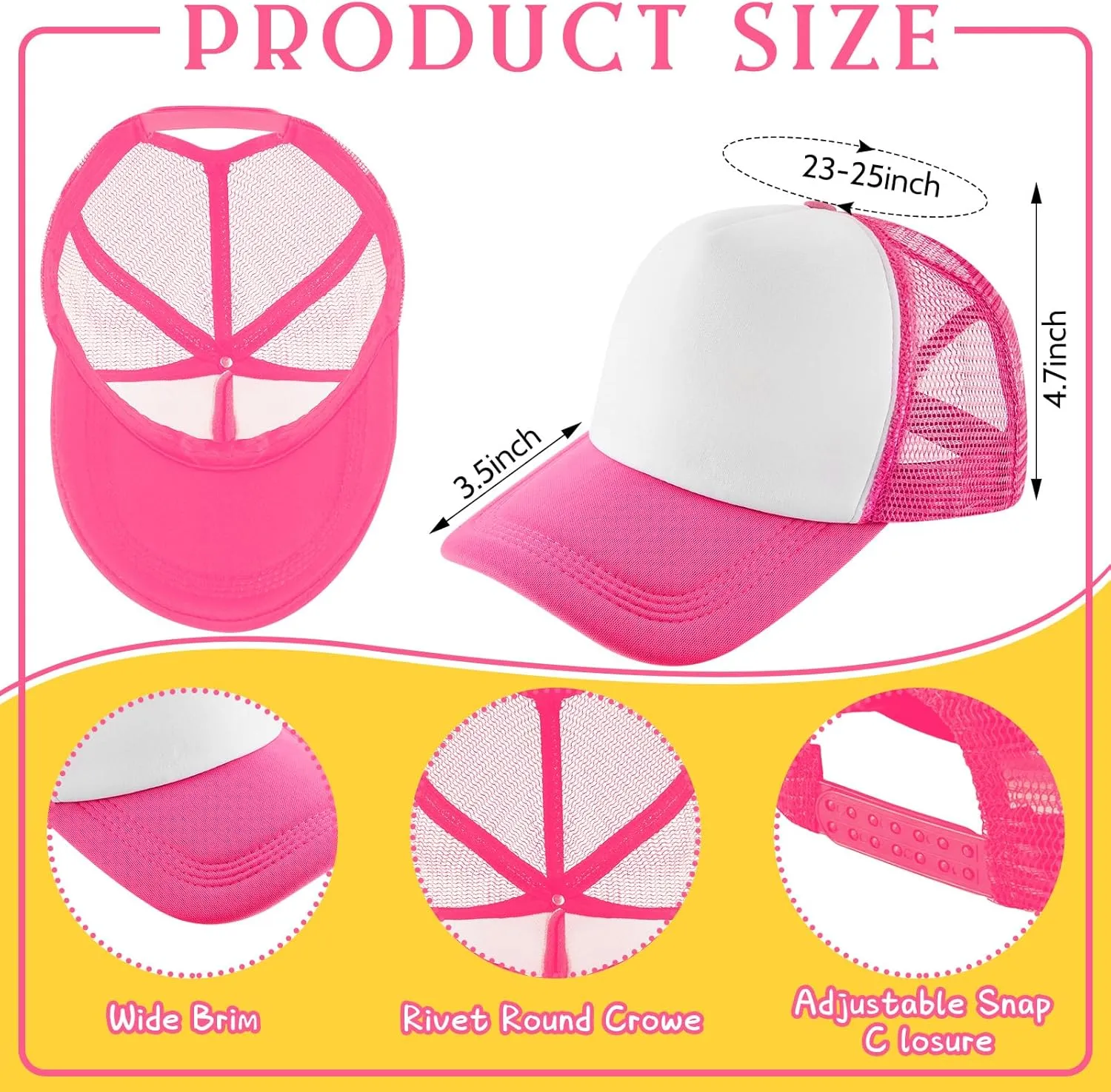 Hercicy 40 Pack Sublimation Blank Trucker Hat Bulk Baseball Cap Adjustable Mesh Unisex Polyester Hat Heat Transfer