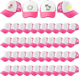 Hercicy 40 Pack Sublimation Blank Trucker Hat Bulk Baseball Cap Adjustable Mesh Unisex Polyester Hat Heat Transfer
