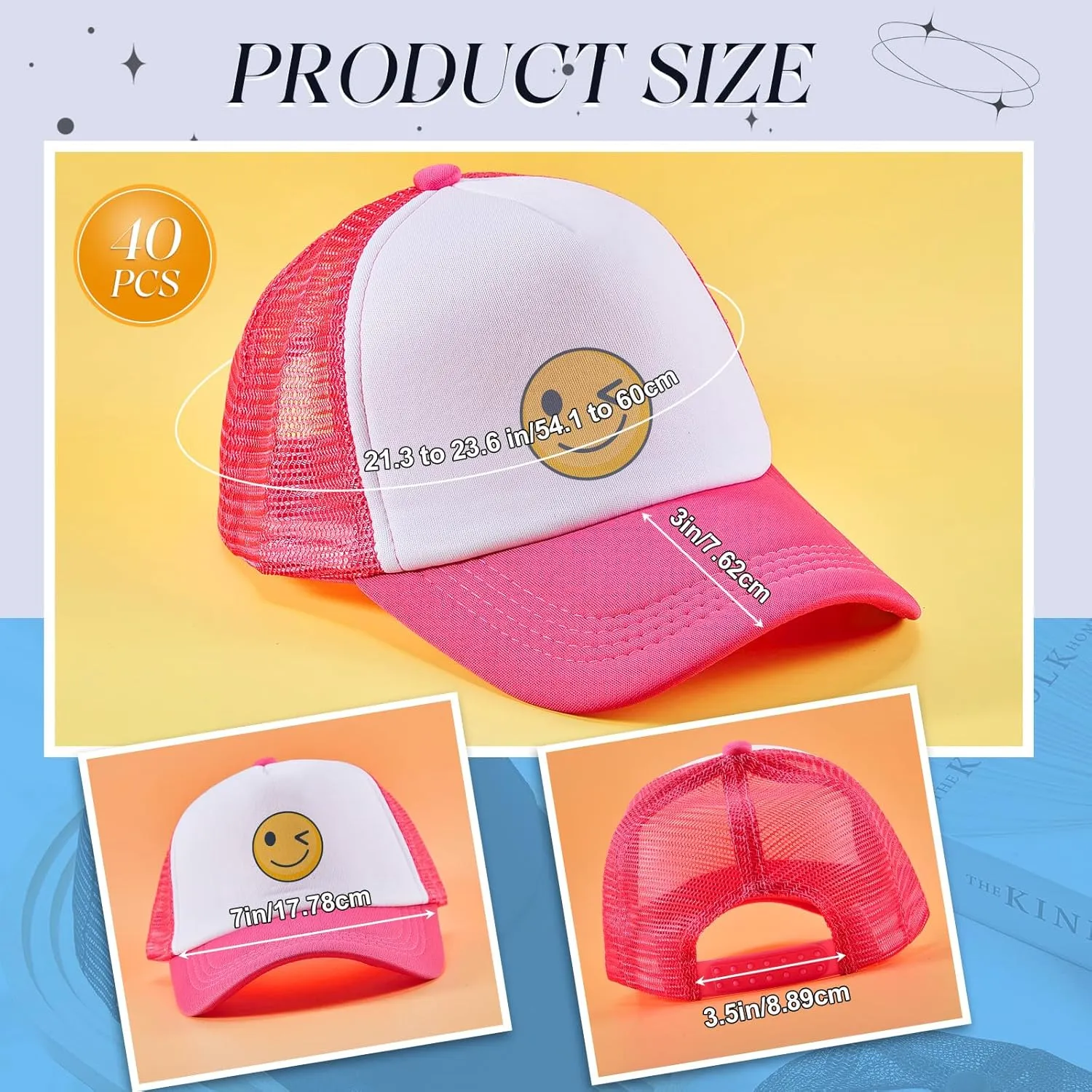 Hercicy 40 Pack Sublimation Blank Trucker Hat Bulk Baseball Cap Adjustable Mesh Unisex Polyester Hat Heat Transfer