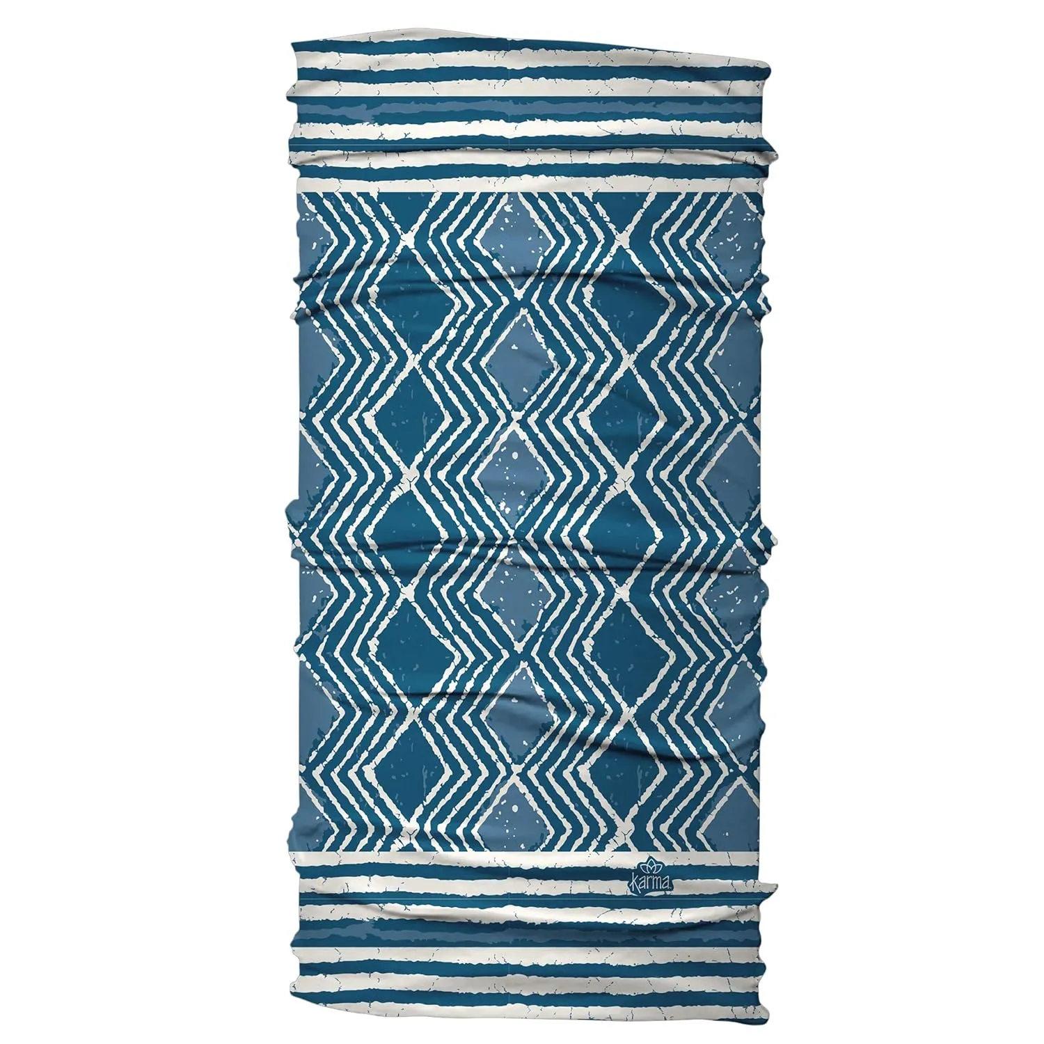 Karma Blue Batik Headband for Women - Wide - Fabric Headband and Stretchy Hair Scarf - Blue