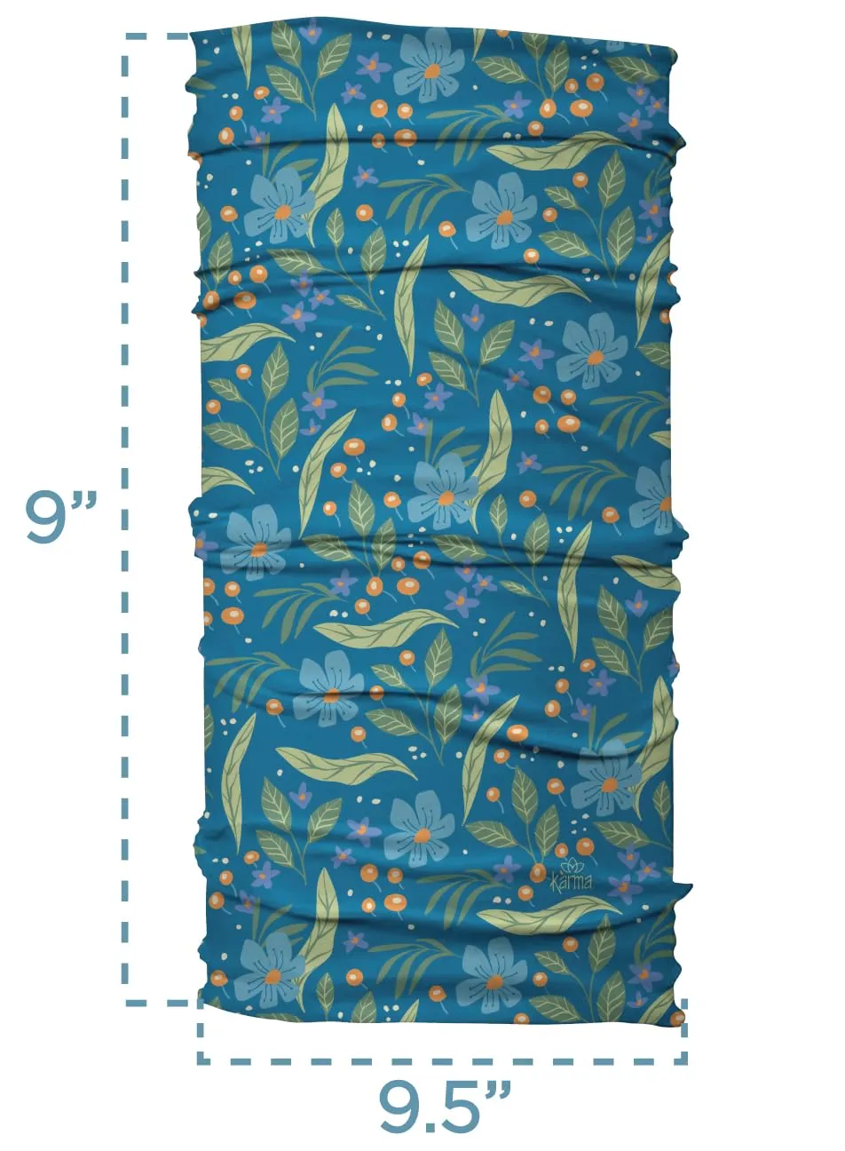 Karma Blue Batik Headband for Women - Wide - Fabric Headband and Stretchy Hair Scarf - Blue