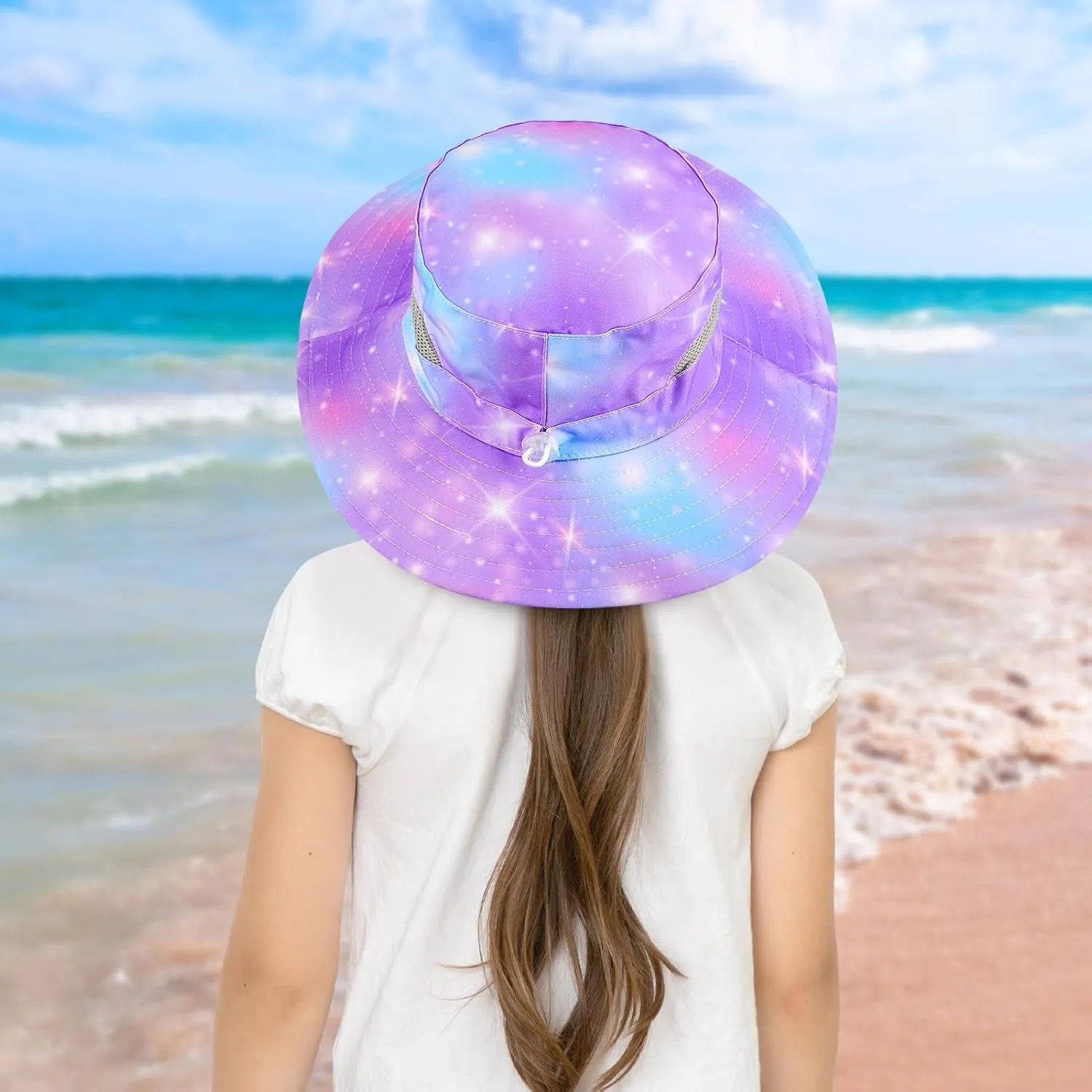 Kids Sun Hat for Girls Mesh Bucket Hat Toddler UV Protection Beach Hat Kids Foldable Fishing Hat for Girls 2-8 Years