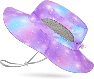 Kids Sun Hat for Girls Mesh Bucket Hat Toddler UV Protection Beach Hat Kids Foldable Fishing Hat for Girls 2-8 Years