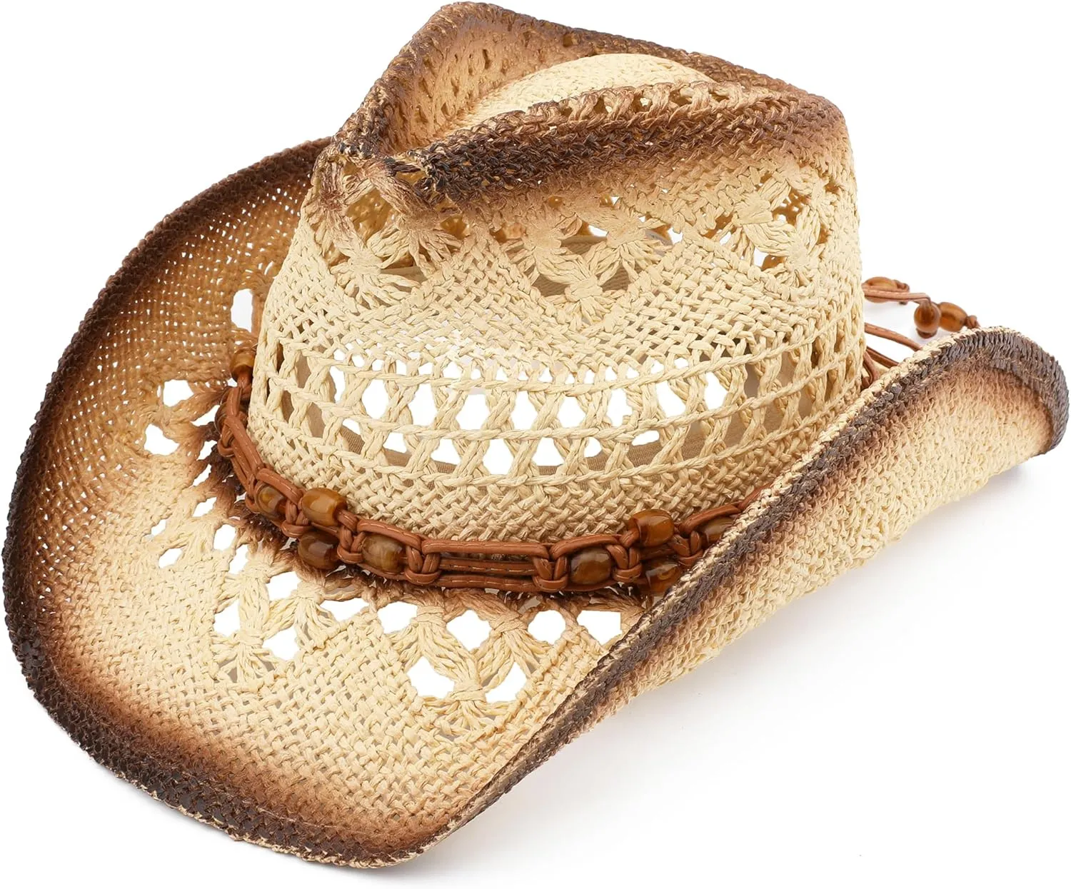 Men Women Cowgirl Straw Western Cowboy Hat