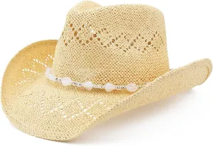 Men Women Cowgirl Straw Western Cowboy Hat