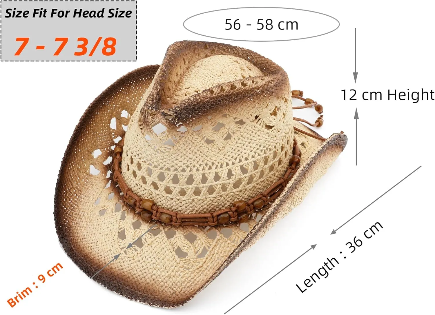 Men Women Cowgirl Straw Western Cowboy Hat