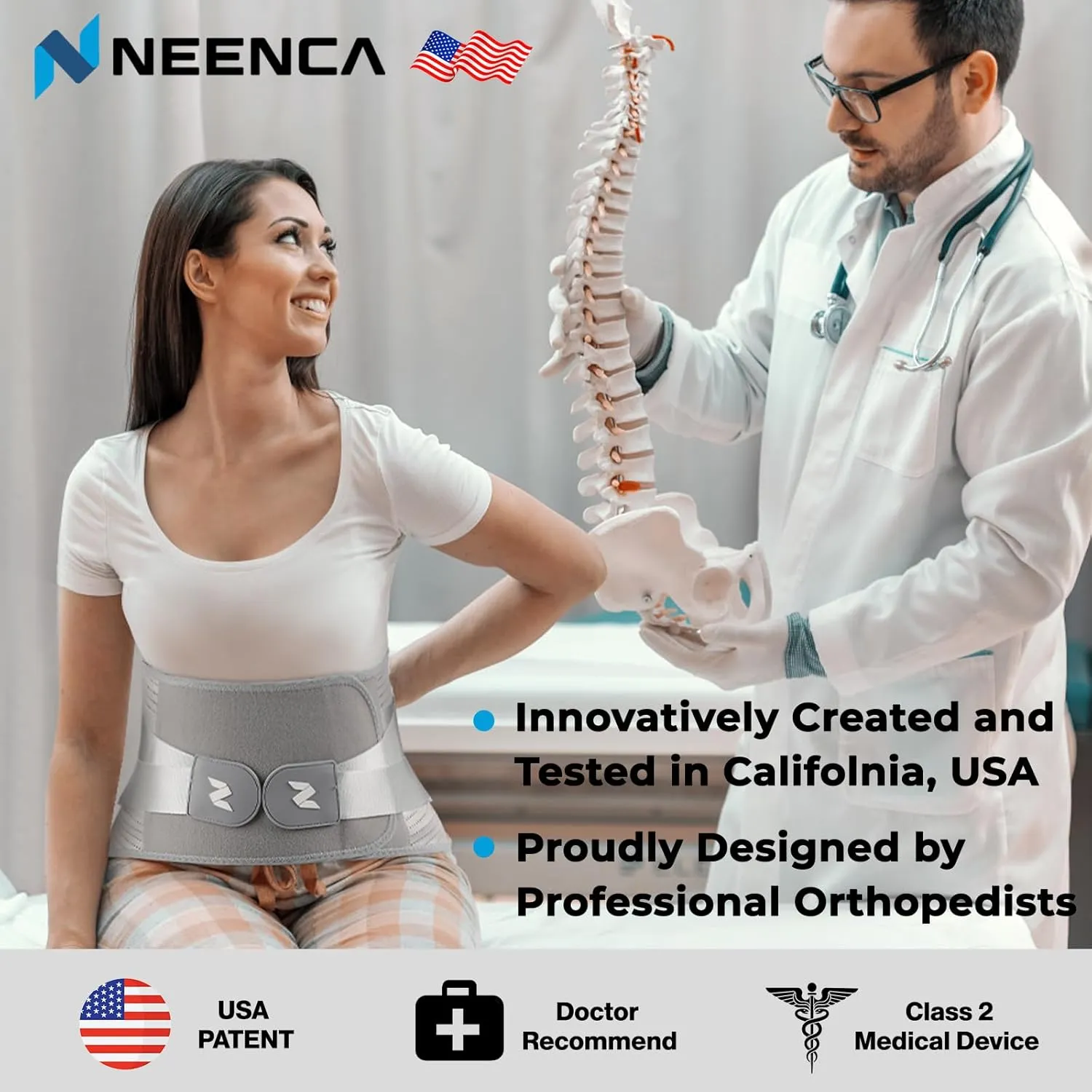 NEENCA Back Brace for Lower Back Pain Relief with Bionic Support System, Lumbar Support Belt for Women&Men with Lumbar Pad, Soft Breathable 3D Knit Fabric for Herniated Disc, Sciatica, Scoliosis...