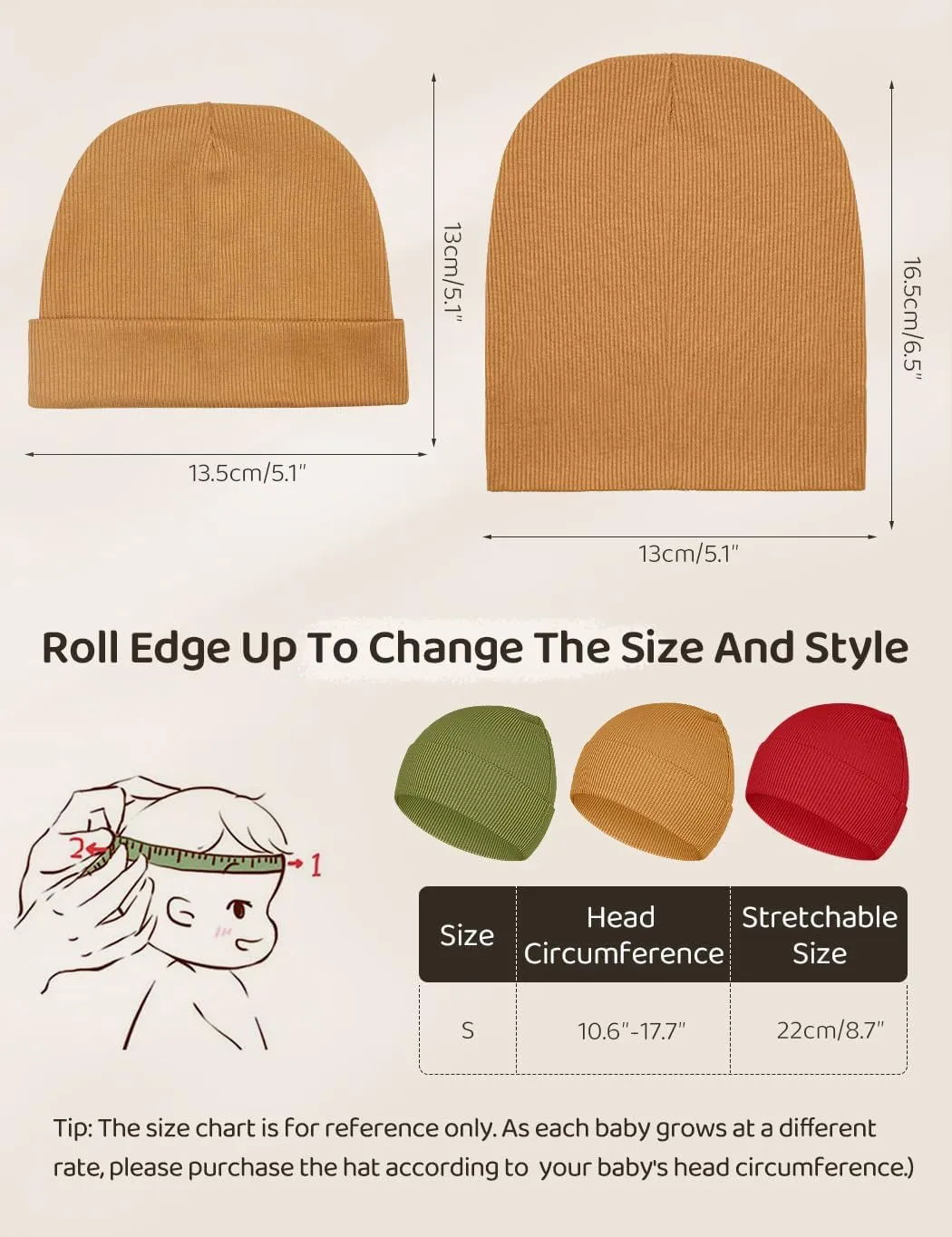 Neutral Baby Beanie Hats for Unisex, Solid Baby Girls Boys Beanies Cap for Newborn, Baby, Infant, Toddler