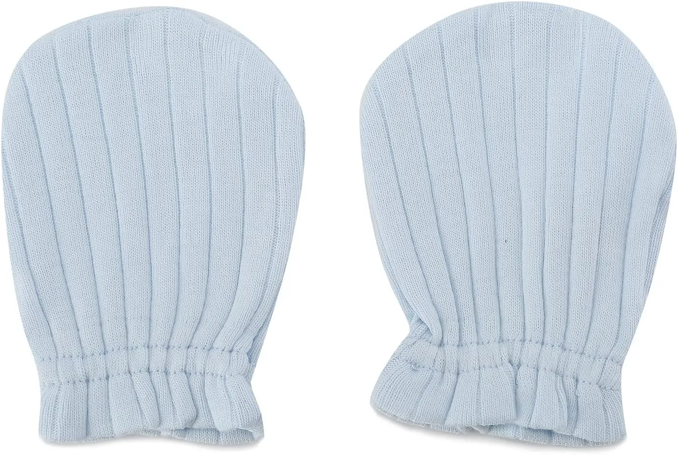 Newborn Infant Baby Boy Girl 100% Cotton Bodysuits Short Sleeve, Pants,Caps and Scratch Mittens Solid Color