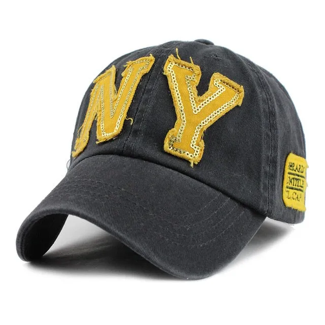 NY Patched Embroidered Letter Snapback Baseball Cap