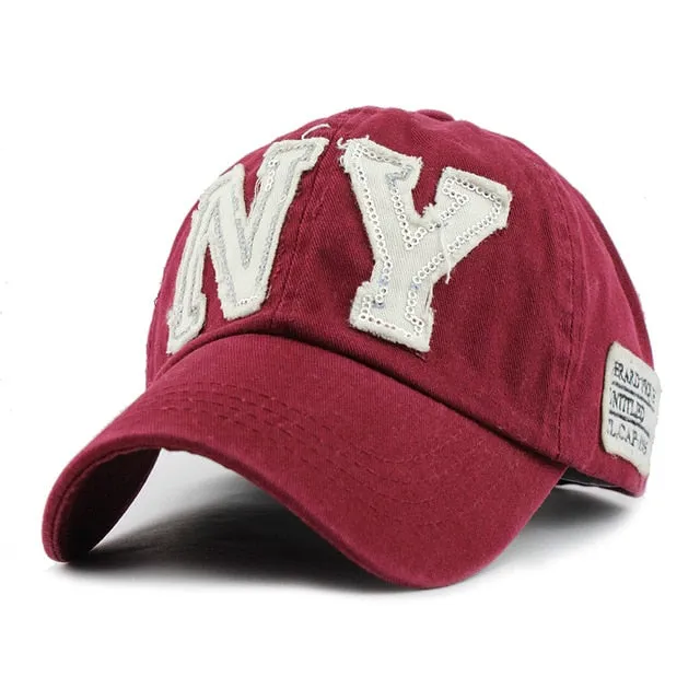 NY Patched Embroidered Letter Snapback Baseball Cap