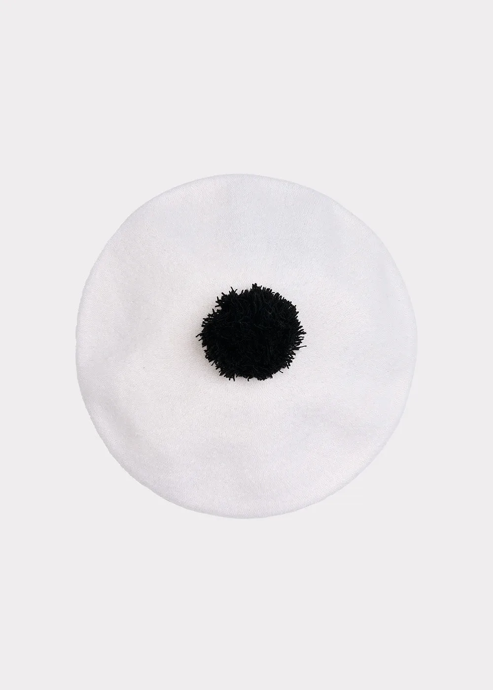 Pom Pom Beret White/Black